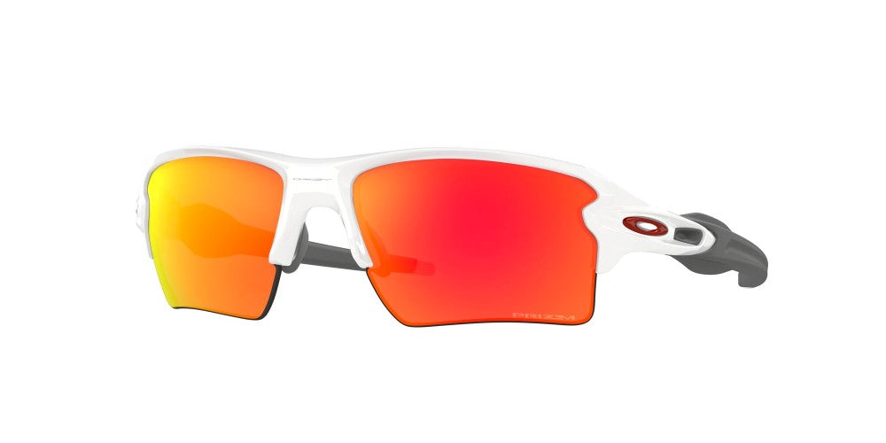 Oakley Mens Flak XL Polished White Frame Prizm Ruby Lens