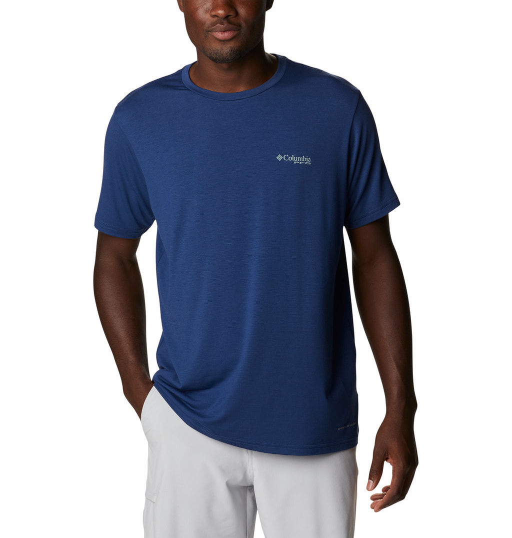 Chemise Columbia PFG Homme, Manches Courtes, Blanc/Rouge, Taille M - Légère Et Respirante Pour La Pêche