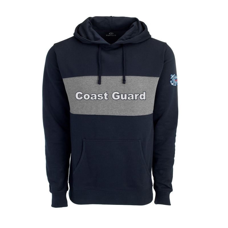 Coast Guard Mens Premium Color Block Fleece Hoodie Sweatshirt