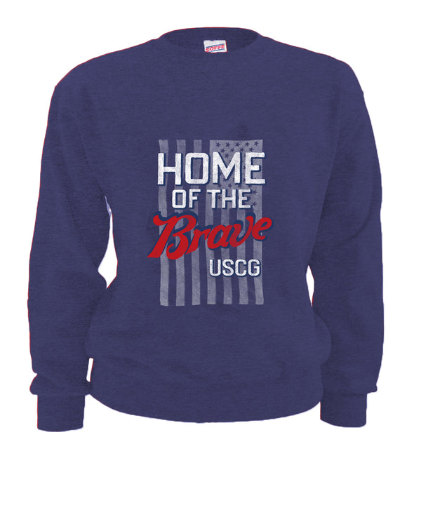 Coast Guard MJ Soffee Youth Home Of The Brave Crew Sweatshirt