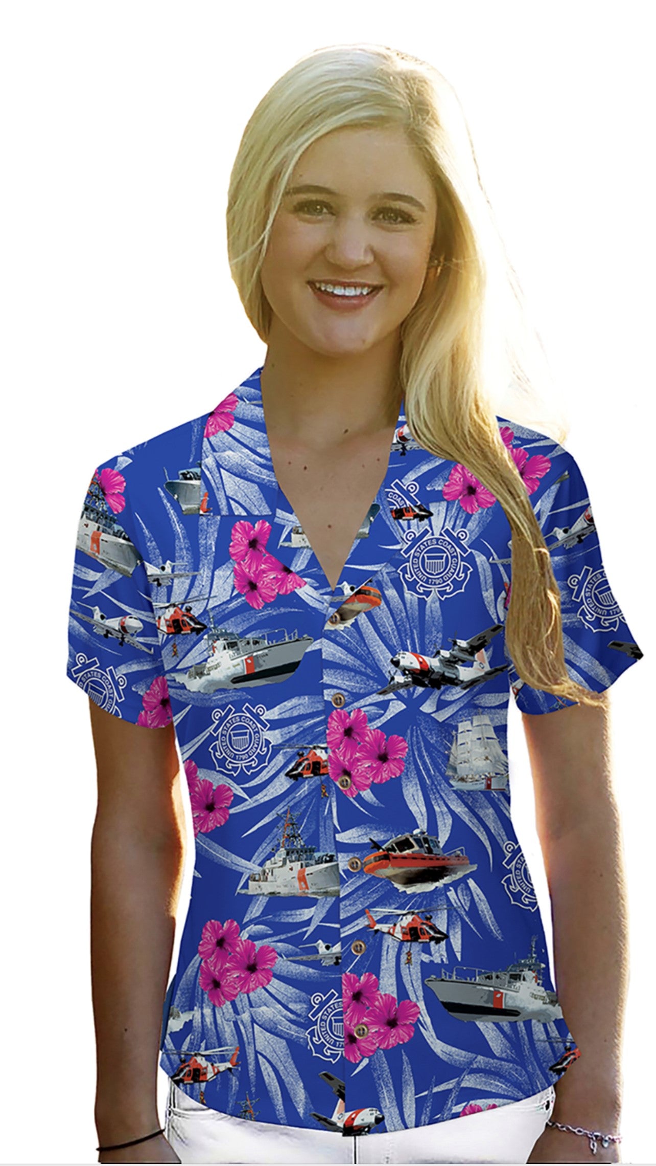 Coast Guard Womens Camp Short Sleeve Shirt - Size XS - 2XL