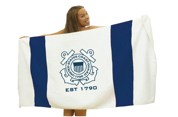 Coast Guard Racing Stripe Beach Towel