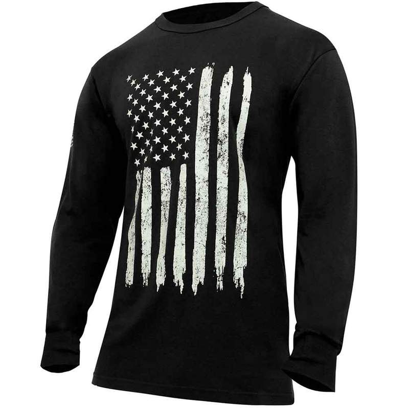 Rothco US Flag Long Sleeve T-Shirt Black - Size 2XL