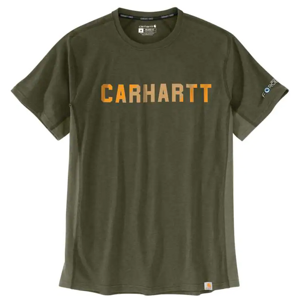 Carhartt Mens Force Relaxed Fit Midweight Block Logo Graphic Short Sleeve T-Shirt