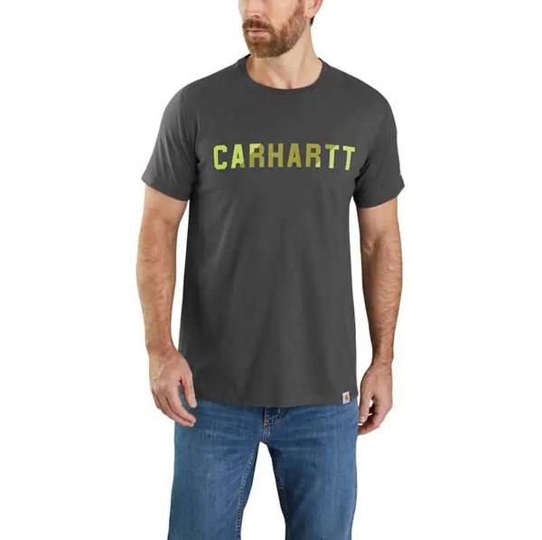 Carhartt Mens Force Relaxed Fit Midweight Block Logo Graphic Short Sleeve T-Shirt
