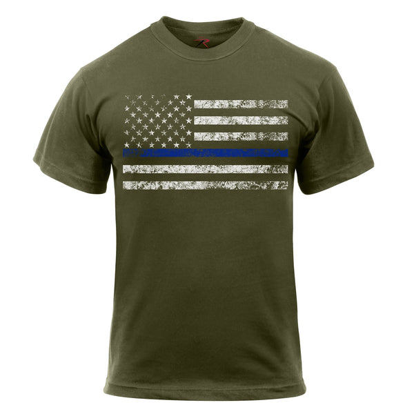 Rothco Mens Thin Blue Line Short Sleeve T-Shirt