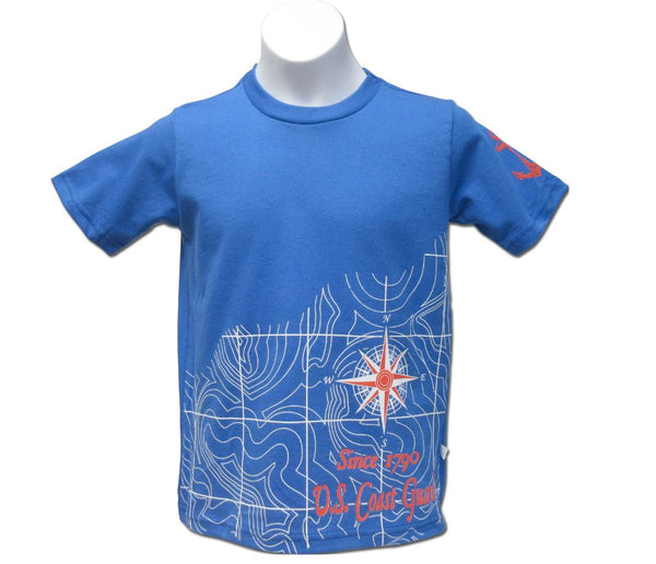 Coast Guard Youth Since 1790 Compass Map Short Sleeve T-Shirt