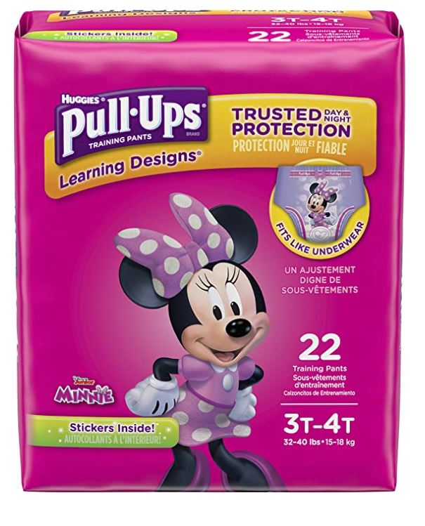 Huggies Pull Ups Learning Designs Girls' Training Pants, 3T-4T, 22 Count, Jumbo