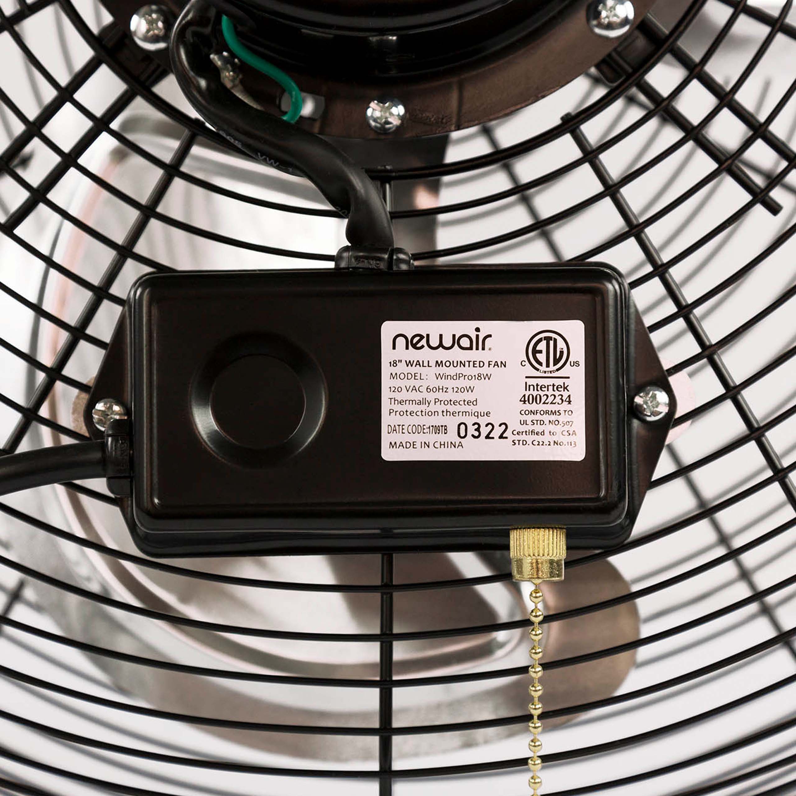 NewAir 18” High Velocity Wall Mounted Fan with Sealed Motor Housing and Ball Bearing Motor