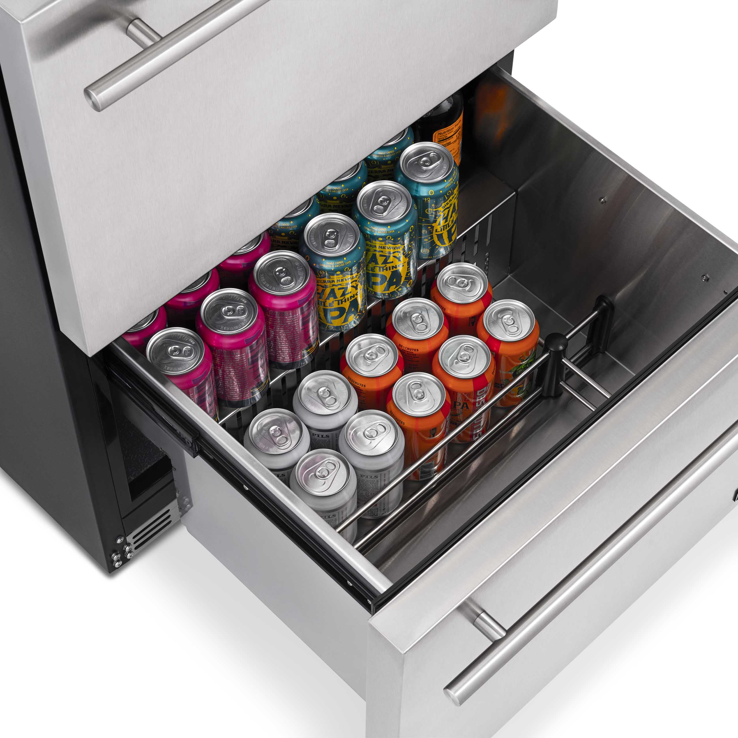NewAir 24” Built-in 20 Bottle and 80 Can Dual Drawer Outdoor Wine and Beverage Fridge