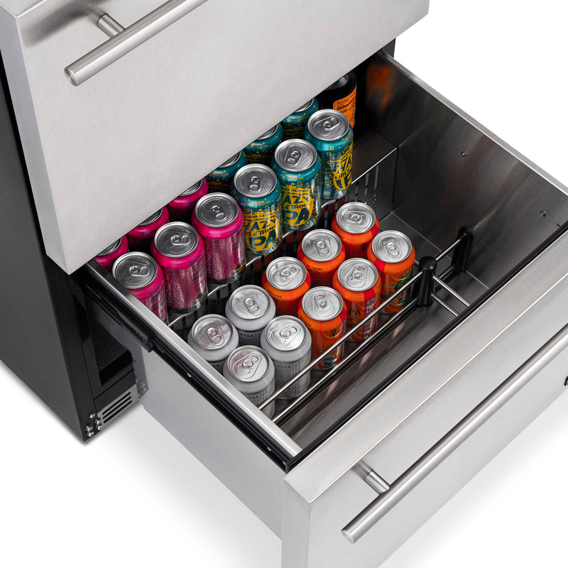 NewAir 24” Built-in 20 Bottle and 80 Can Dual Drawer Outdoor Wine and Beverage Fridge