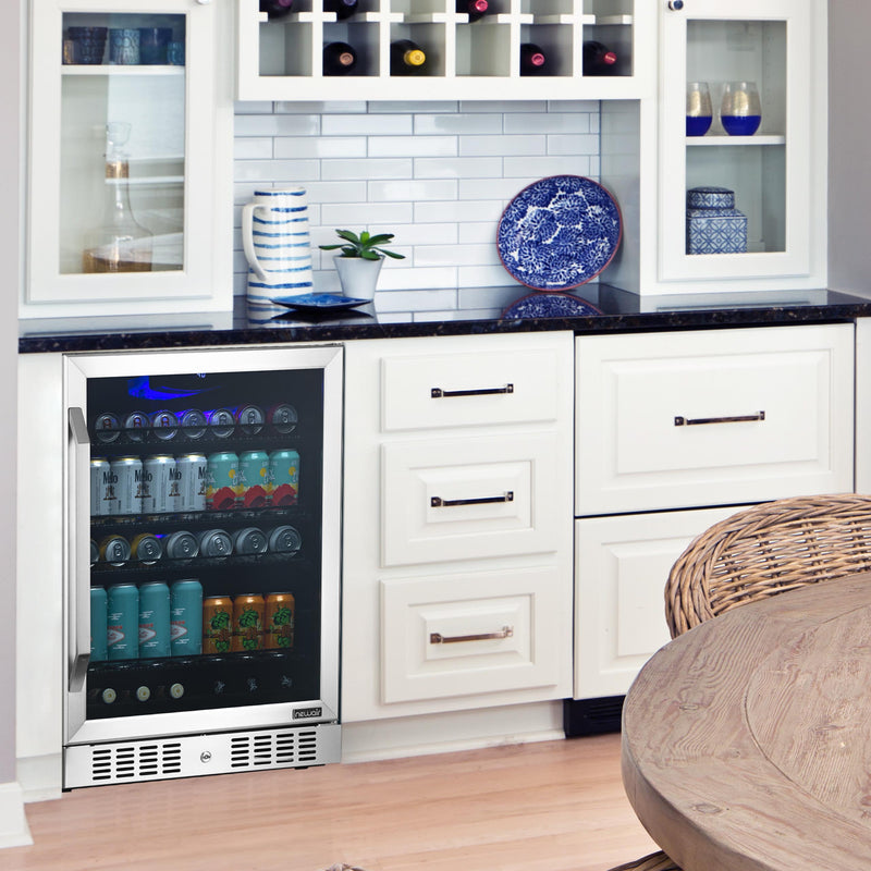 Newair 24” Built-in 177 Can Beverage Fridge in Stainless Steel