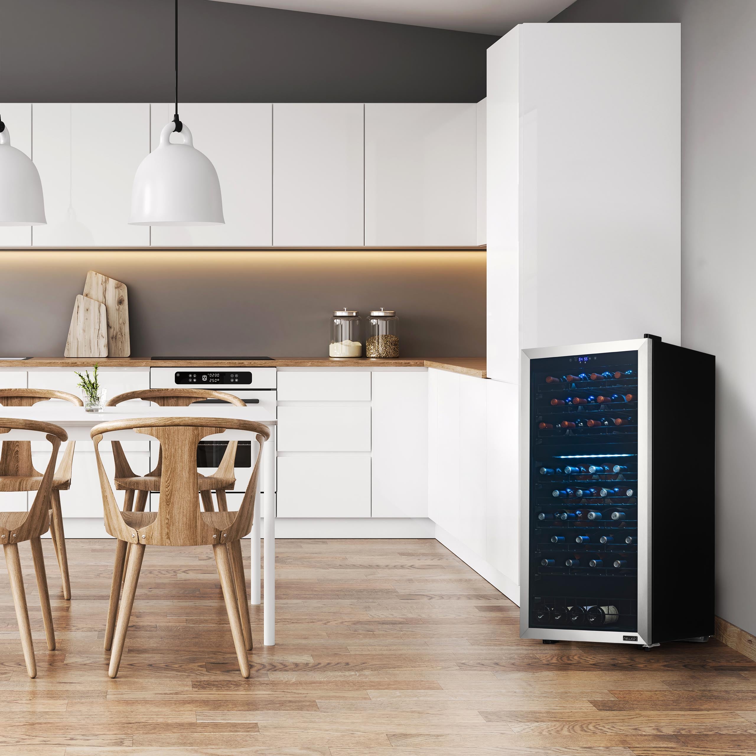 NewAir Freestanding 76 Bottle Dual Zone Compressor Wine Fridge