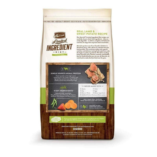 Merrick Limited Ingredient Diet Real Lamb and Sweet Potato Recipe Grain Free Dry Dog Food - 4 lbs.