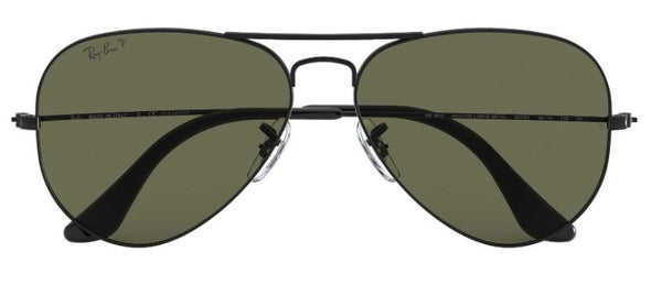 Ray-Ban Aviator Classic Polarized Sunglasses - Black/Classic Green