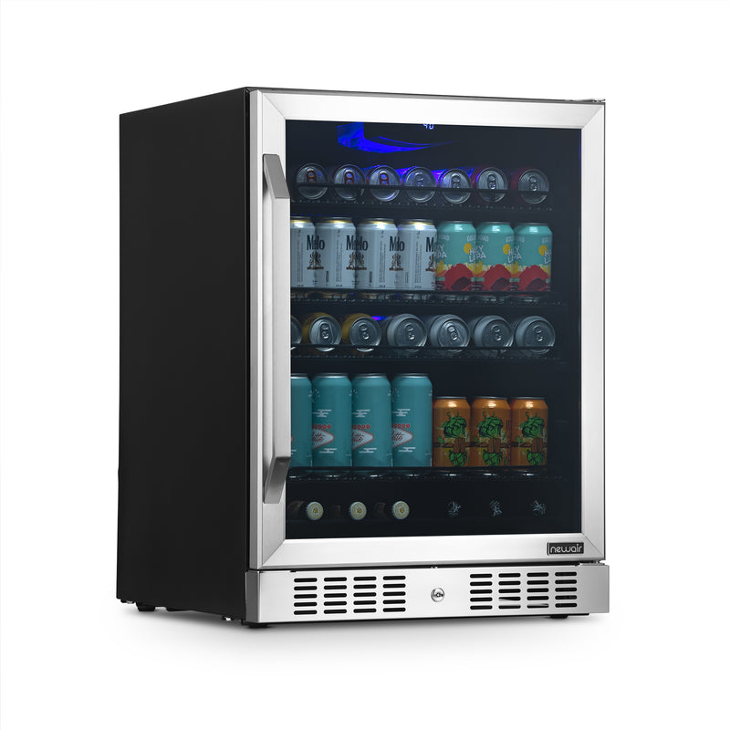 Newair 24” Built-in 177 Can Beverage Fridge in Stainless Steel
