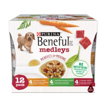 Purina Beneful Medley Wet Dog Food Variety Pack Tuscan, Romana & Mediterranean Styles Flavor - 12 Pack