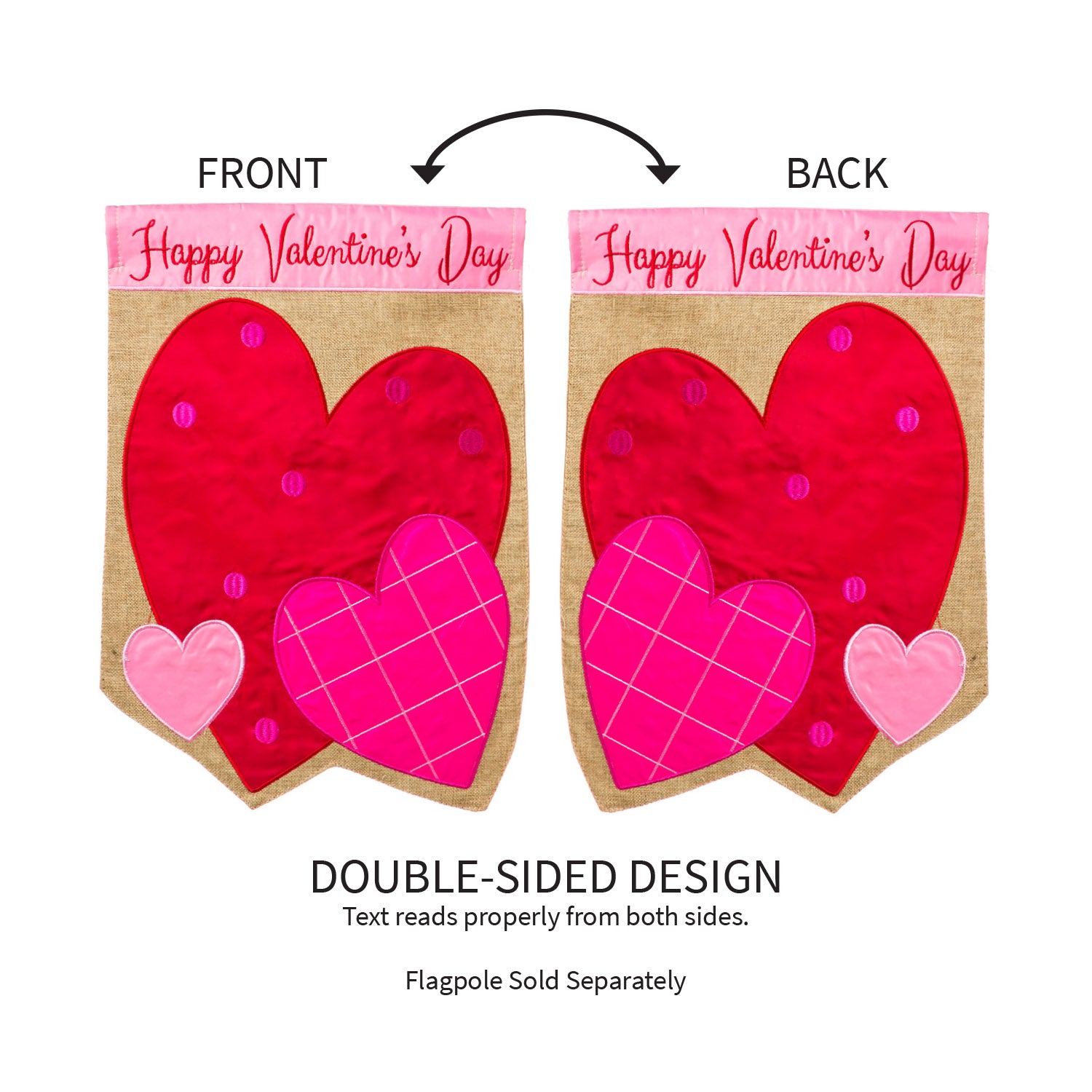 Evergreen Valentines Hearts House Flag