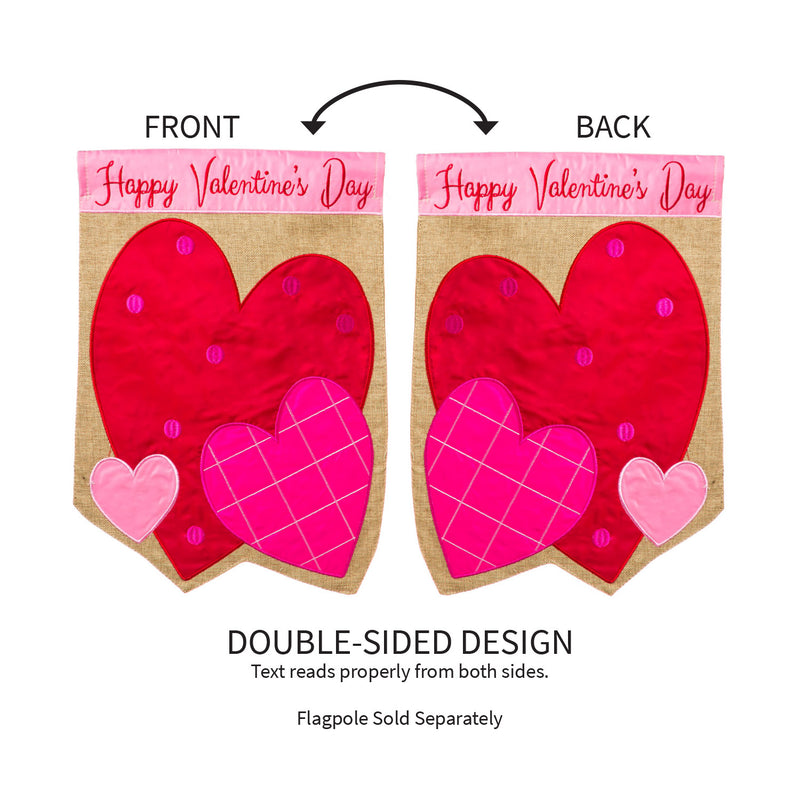 Evergreen Valentines Hearts House Flag
