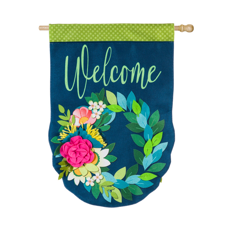 Evergreen Flower Garden Burlap Flag