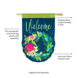 Evergreen Flower Garden Burlap Flag
