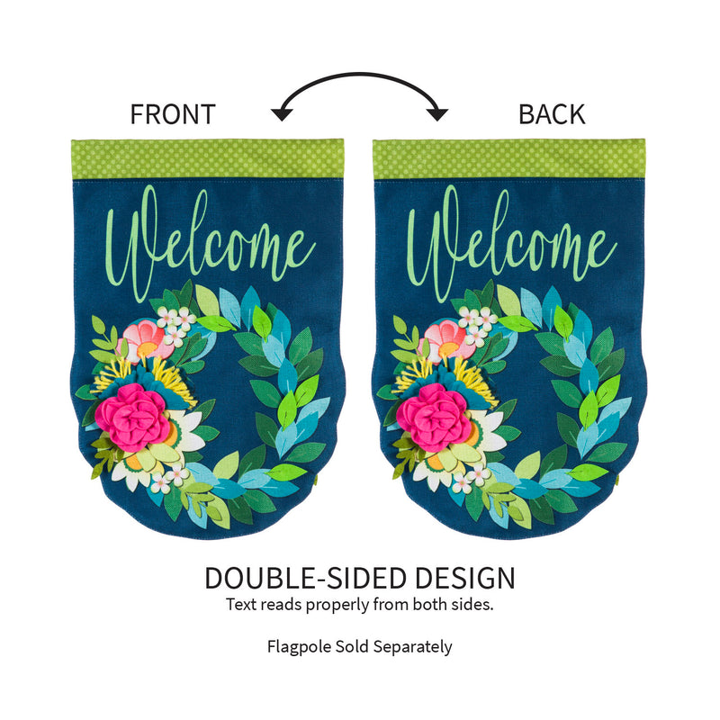 Evergreen Flower Garden Burlap Flag