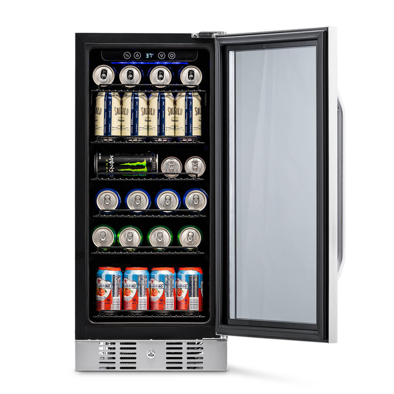 NewAir 15” Built-in 96 Can Beverage Cooler - Stainless Steel