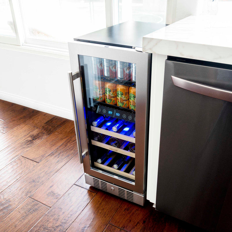 NewAir 48 Can, 9 Wine Bottle Dual Zone Compressor Wine Cooler