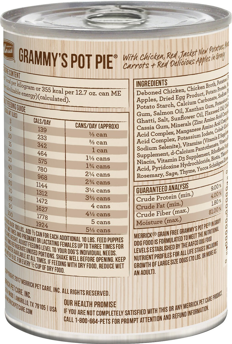 Merrick Grammy's Pot Pie Recipe in Gravy Grain Free Canned Wet Dog Food - 12.7 oz.