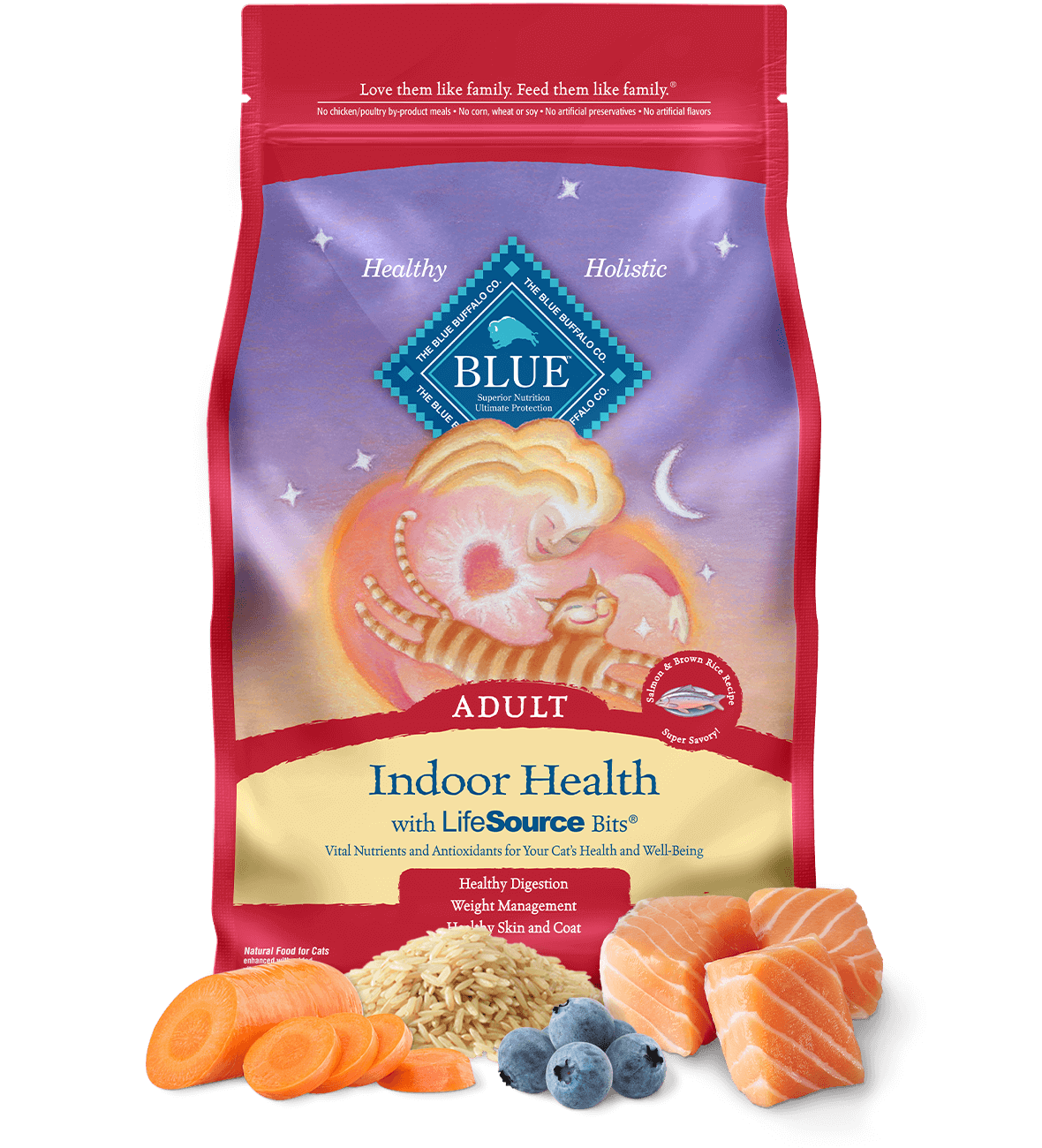 Blue Buffalo Indoor Health Adult Salmon & Brown Rice Recipe Adult Dry Cat Food - 7 lbs.