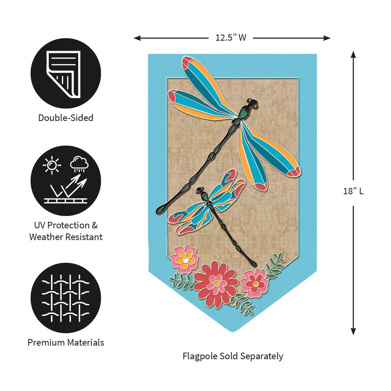 Evergreen Dragonflies Garden Burlap Flag