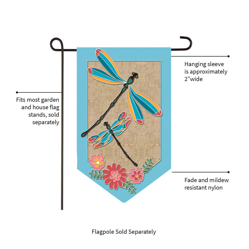 Evergreen Dragonflies Garden Burlap Flag