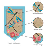 Evergreen Dragonflies Garden Burlap Flag