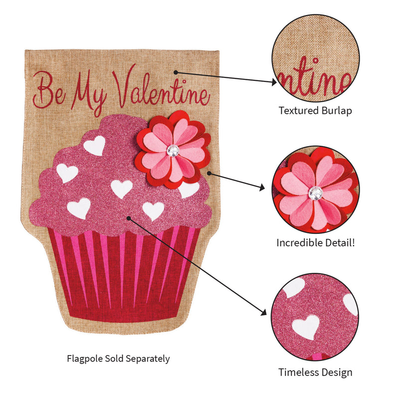 Evergreen "Be My Valentine" Garden Burlap Flag