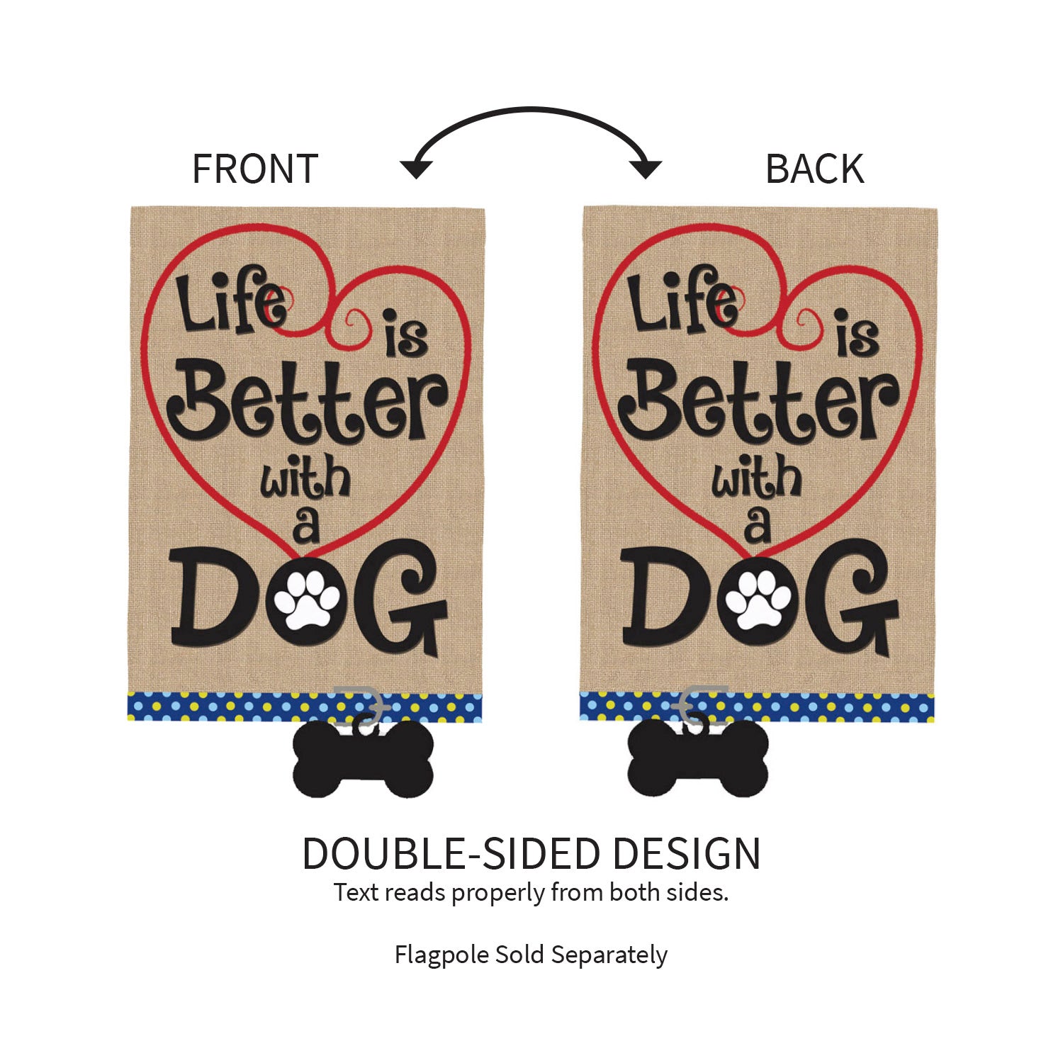 Evergreen "Life is Better with a Dog" Garden Burlap Flag