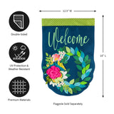 Evergreen Flower Wreath Garden Flag