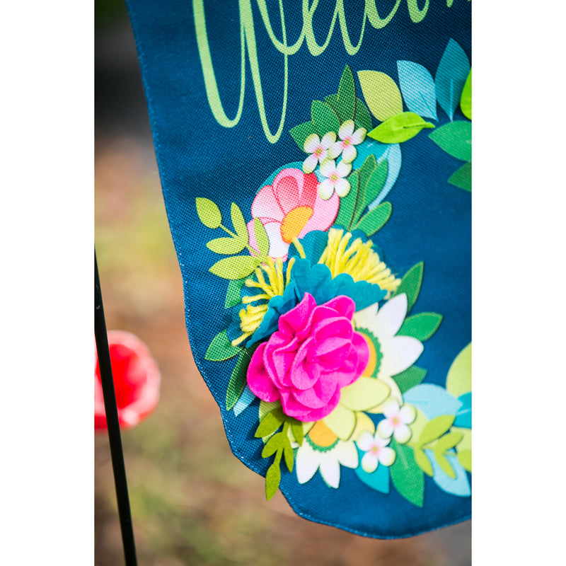 Evergreen Flower Wreath Garden Flag