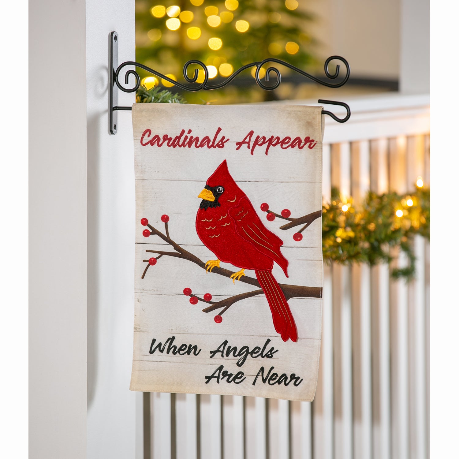 Evergreen When Angels Are Near Garden Linen Flag