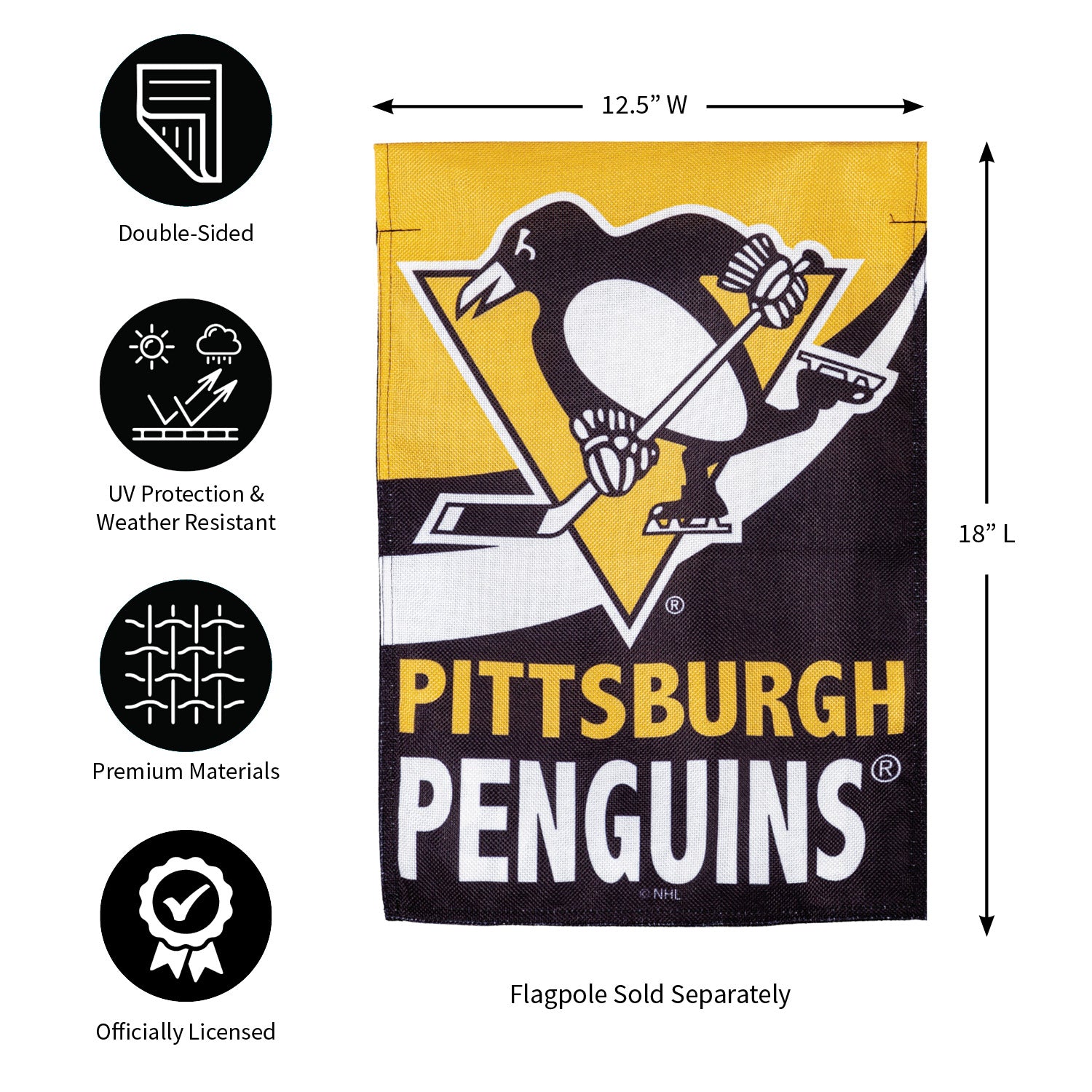 Team Sports America Pittsburgh Penguins Burlap Garden Flag