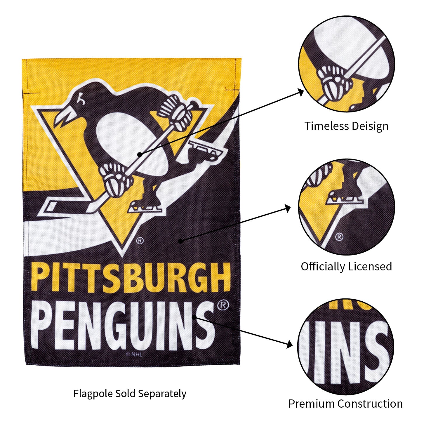 Team Sports America Pittsburgh Penguins Burlap Garden Flag