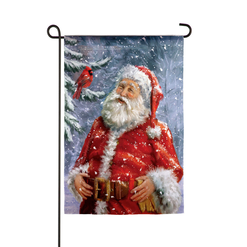 Evergreen Santa's Birds Garden Suede Flag