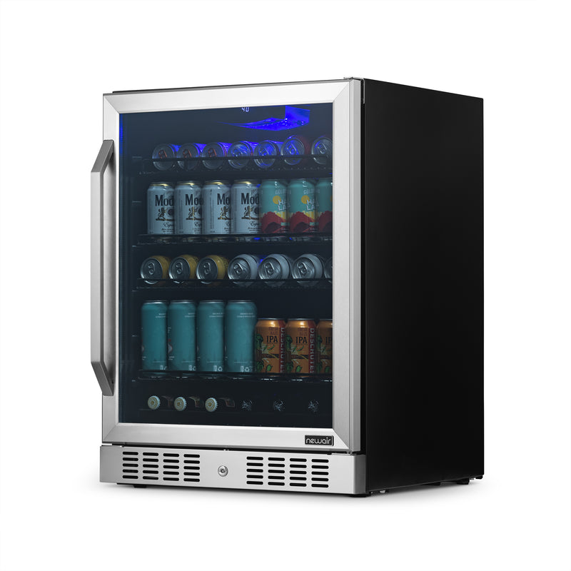 Newair 24” Built-in 177 Can Beverage Fridge in Stainless Steel