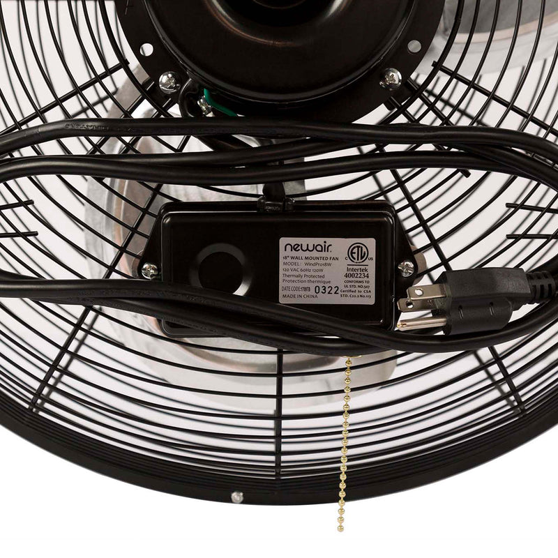 NewAir 18” High Velocity Wall Mounted Fan with Sealed Motor Housing and Ball Bearing Motor