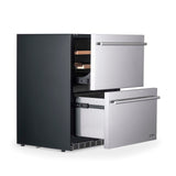 NewAir 24” Built-in 20 Bottle and 80 Can Dual Drawer Outdoor Wine and Beverage Fridge