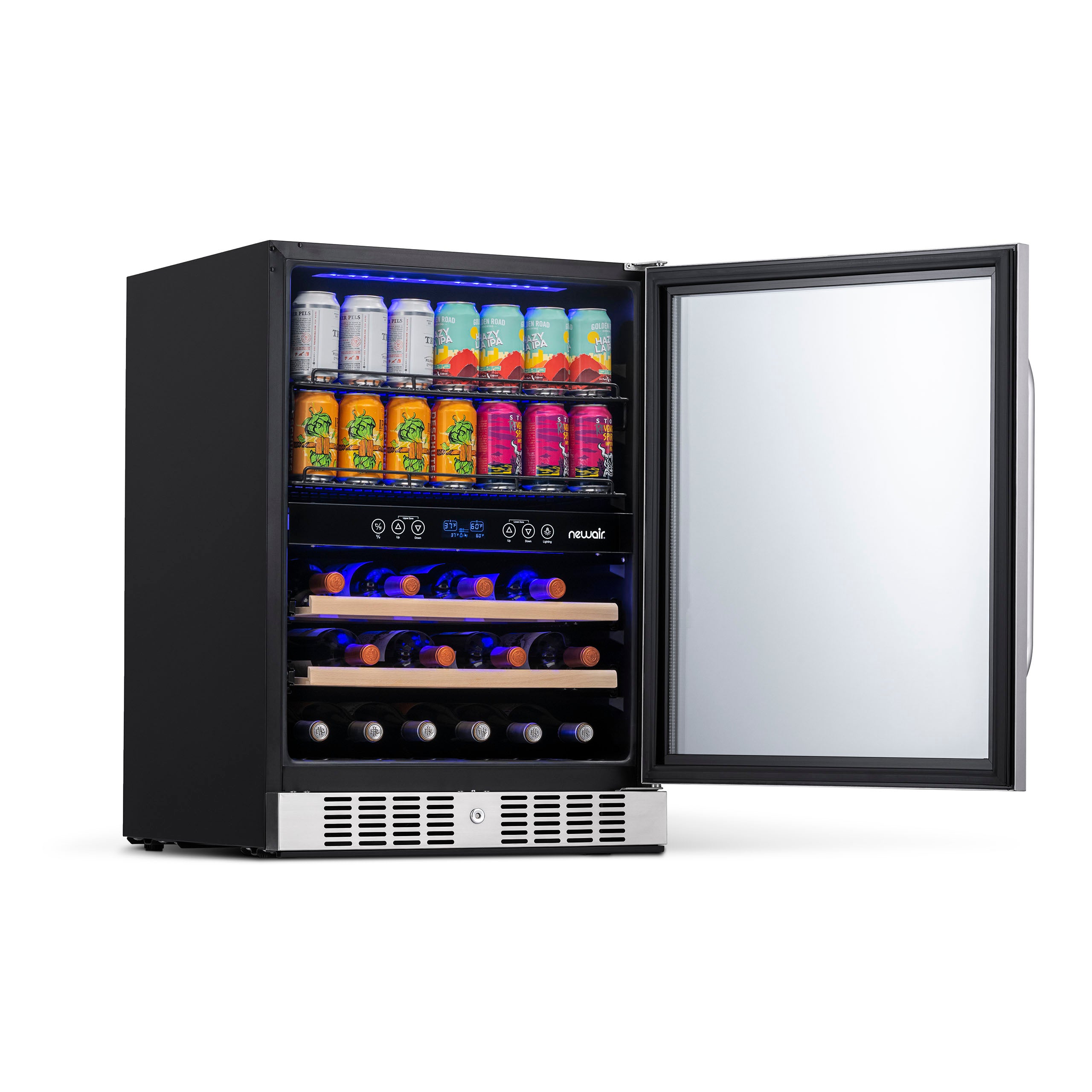 NewAir 24” Built-in Dual Zone 20 Bottle and 70 Can Wine and Beverage Fridge