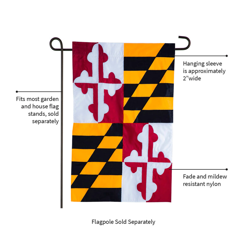 Evergreen Maryland State Flag Garden Applique Flag