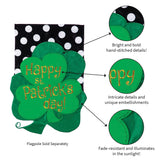 Evergreen St. Patrick Clovers Garden Applique Flag