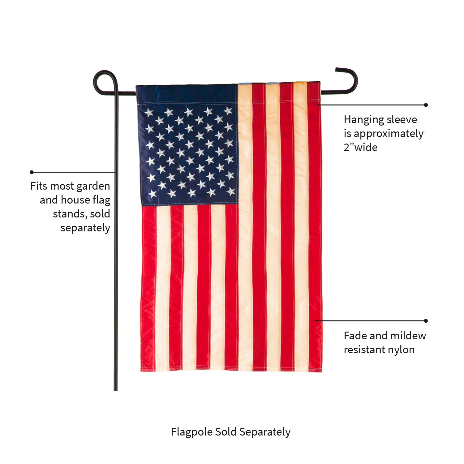 Evergreen Patriotic American Tea Stained Garden Flag