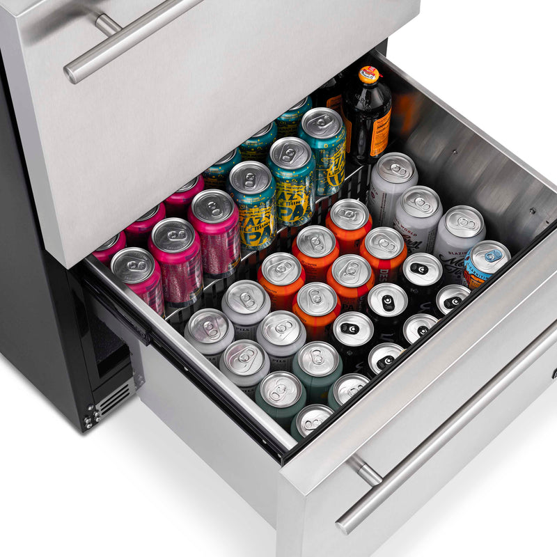 NewAir 24” Built-in 20 Bottle and 80 Can Dual Drawer Outdoor Wine and Beverage Fridge