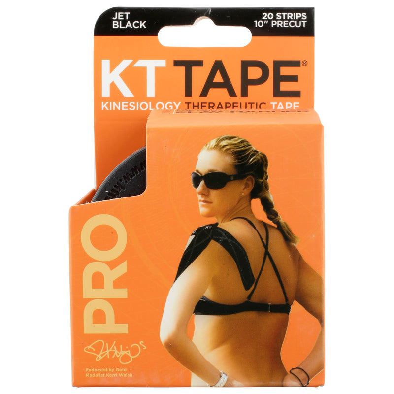 KT Tape Pro Sports Tape Precut Strips - Jet Black - 20 Count